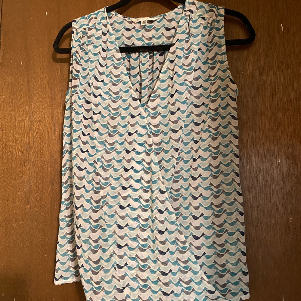 CAbi Style #342 "Tweet" XS Bird Printed Wrap Top